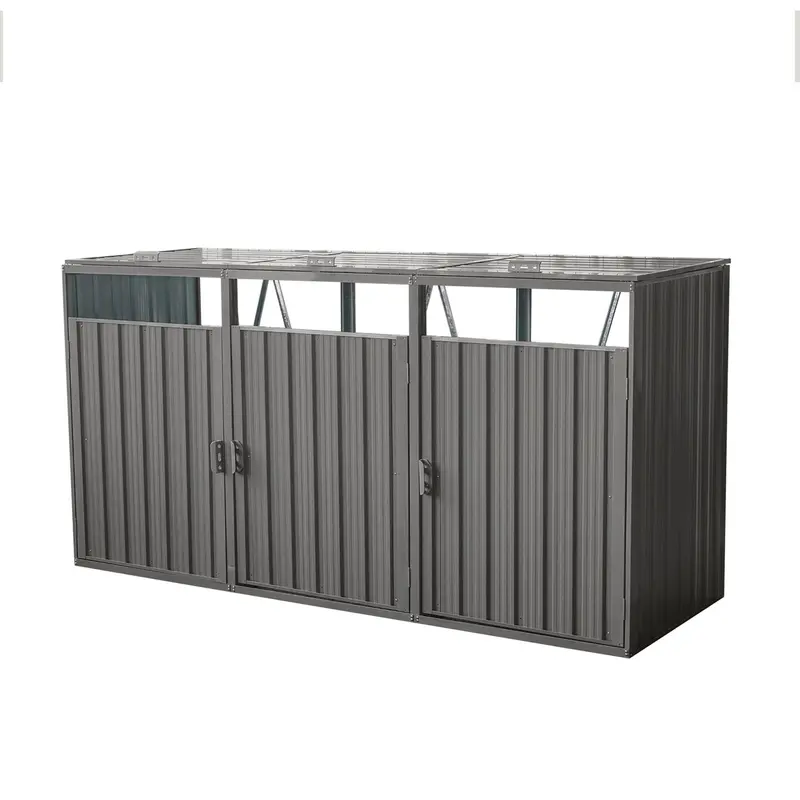 Wow Pioneer Outdoor Garbage Bin Shed Built To Hold Up To 3 Standard Size Trash Cans 1