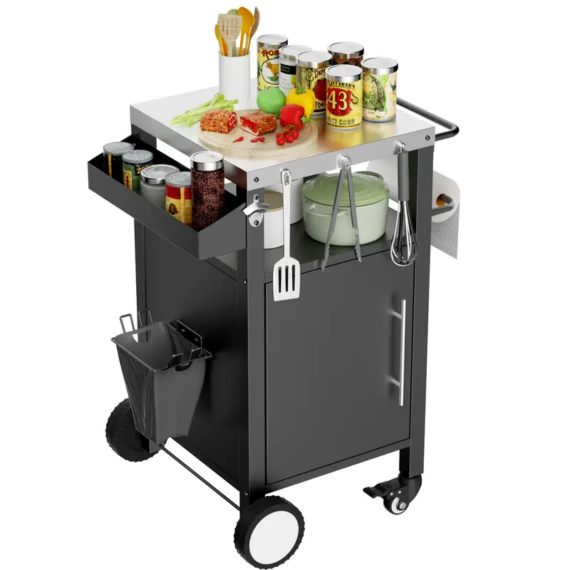 Wow Pioneer Outdoor Grill Cart With Storage And Wheels 1