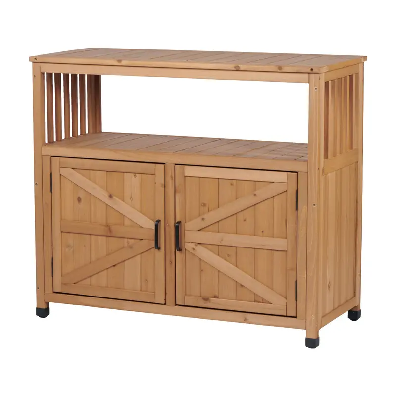 Wow Pioneer Patio Bar Table Set With Storage Buffet Cabinet Sideboard 1
