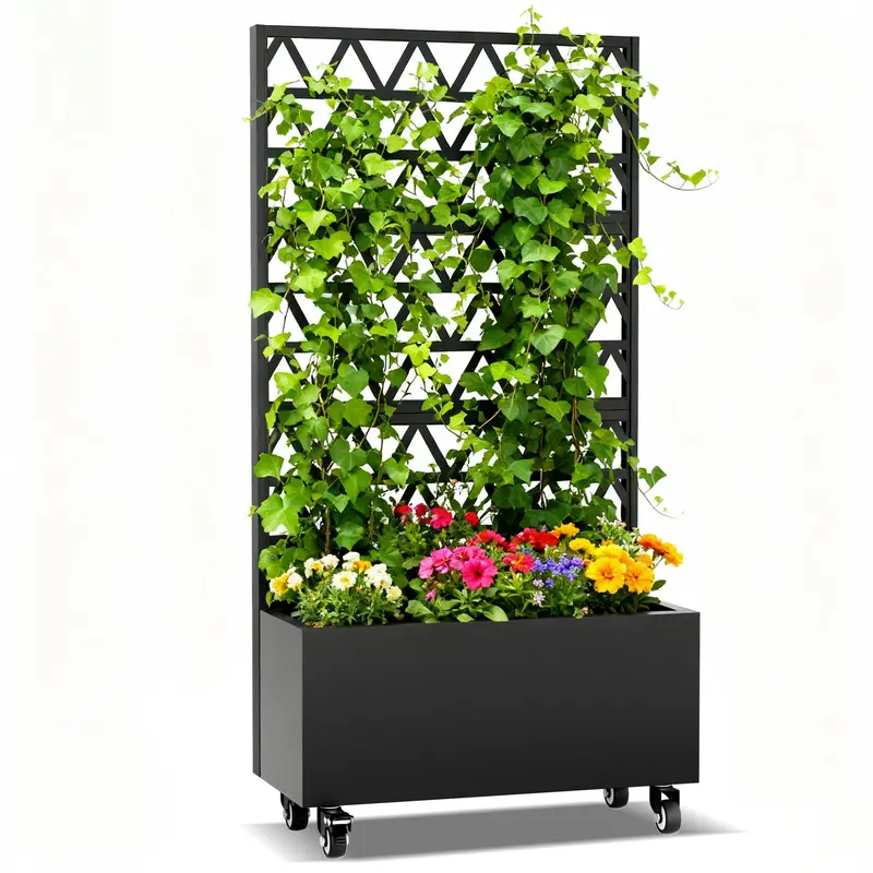 Wow Pioneer Raised Garden Bed Planter Box With Built-In Trellis 1