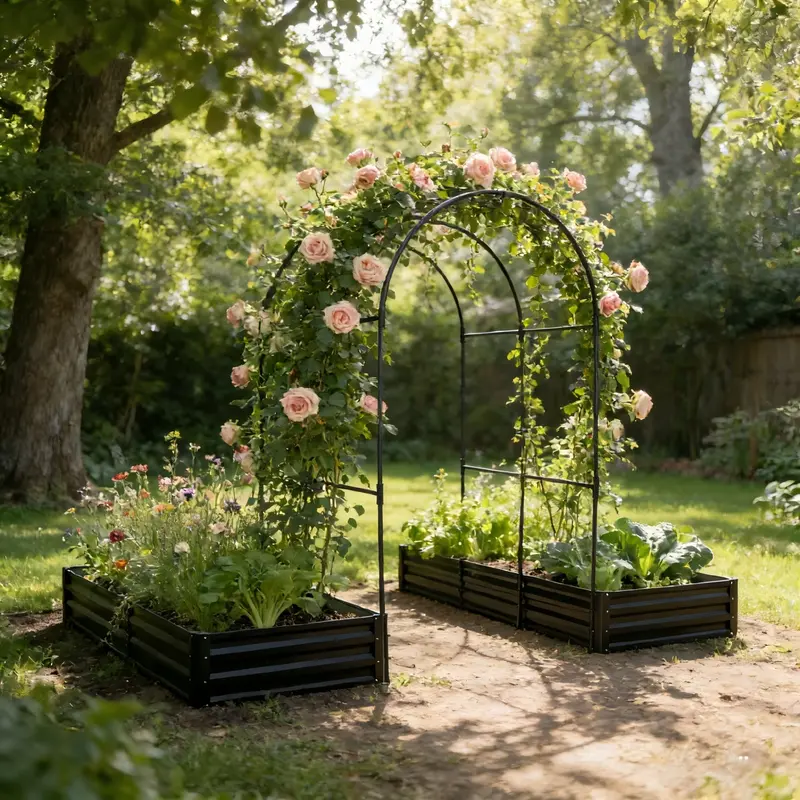 Wow Pioneer Raised Garden Bed With Arch Trellis Planter Set 1