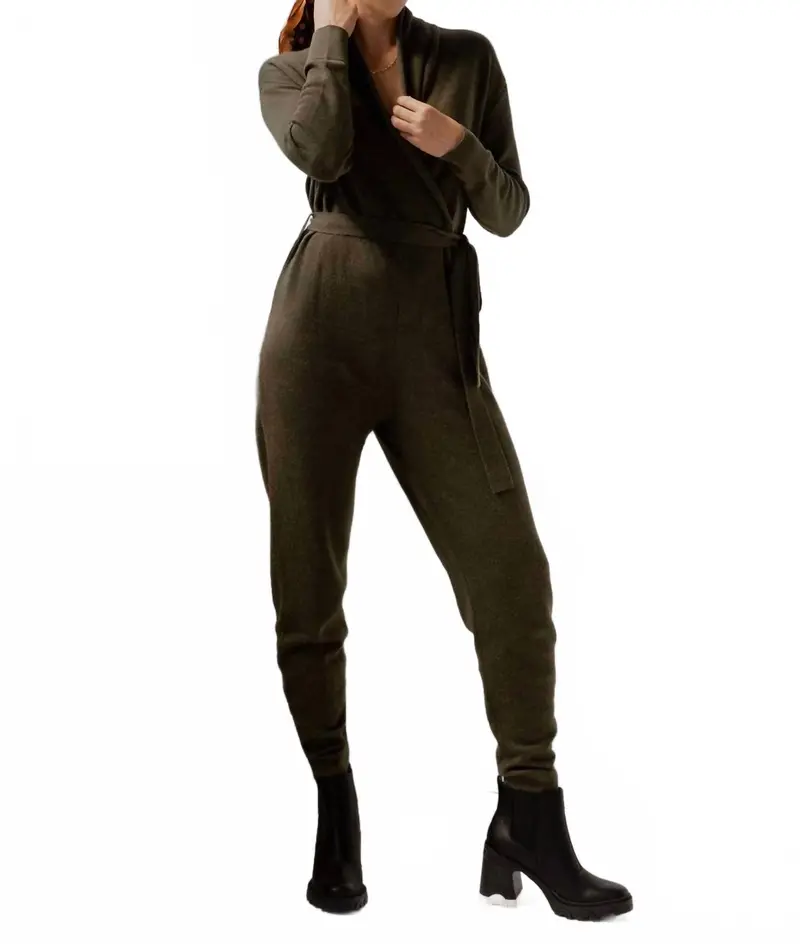 Wrap Neck Jumpsuit In Hunter 1