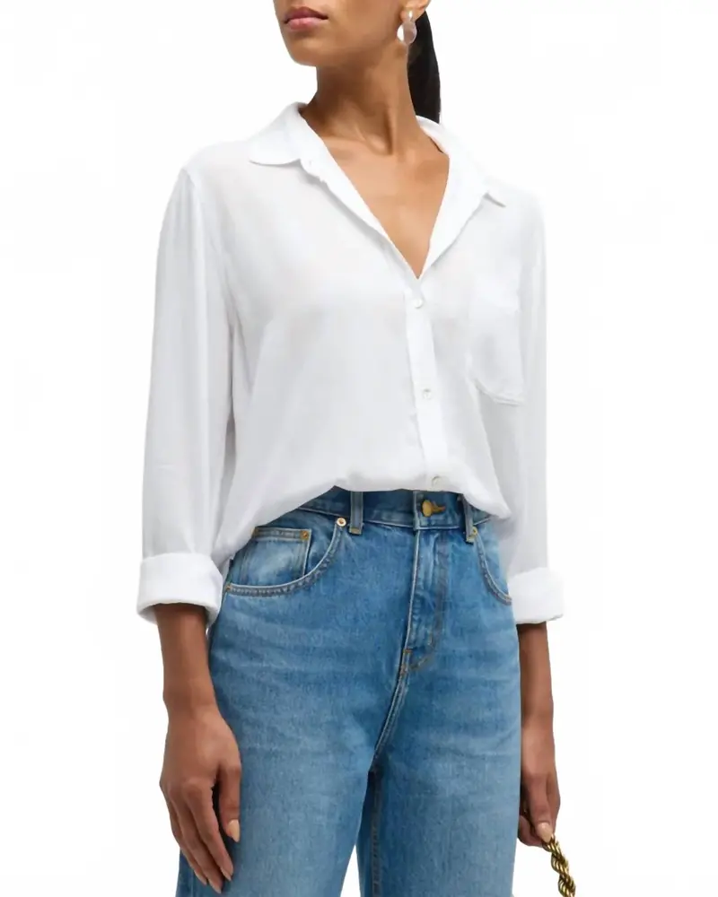 Wren Button Front Shirt In White 1