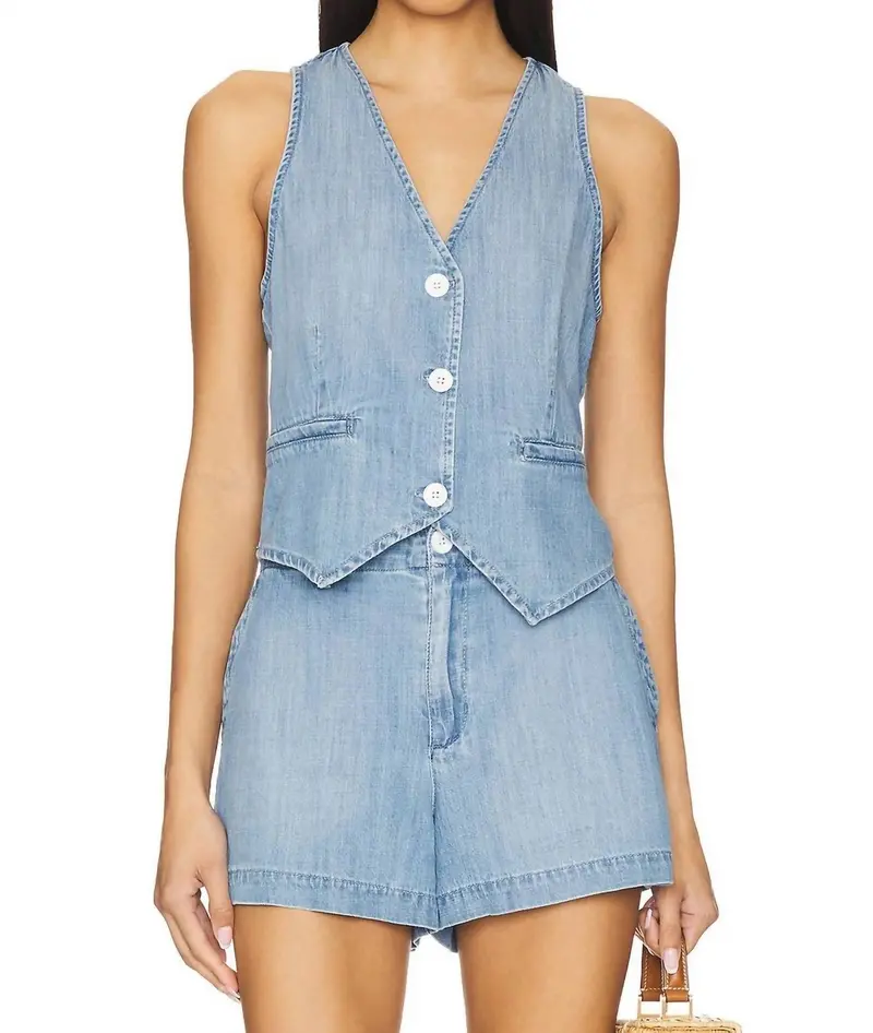 Wren Pocket Vest In Sea Breeze 1