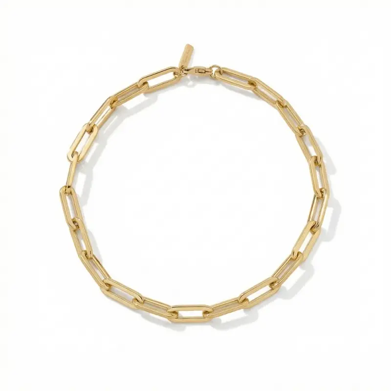 Yasmine 6Mm Paperclip Anklet 18K Gold Plated 10" Length 1