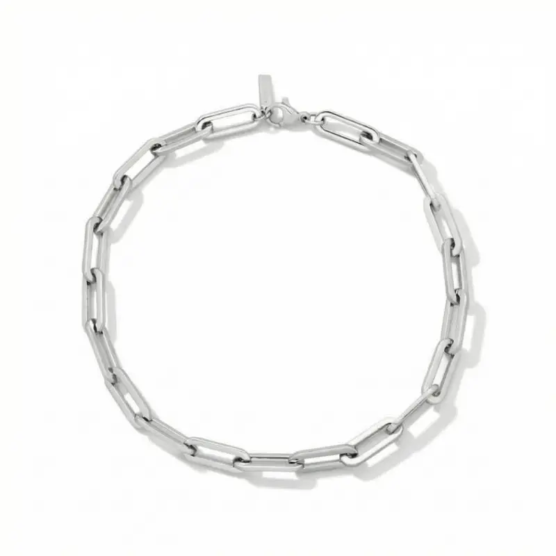 Yasmine 6Mm Paperclip Anklet Silver Plated 10" Length 1