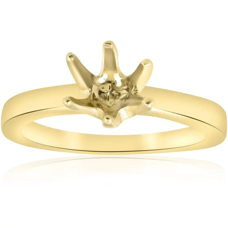 Yellow Gold 14K Solitaire Semi Mount Engagement Ring Size Selectable 1