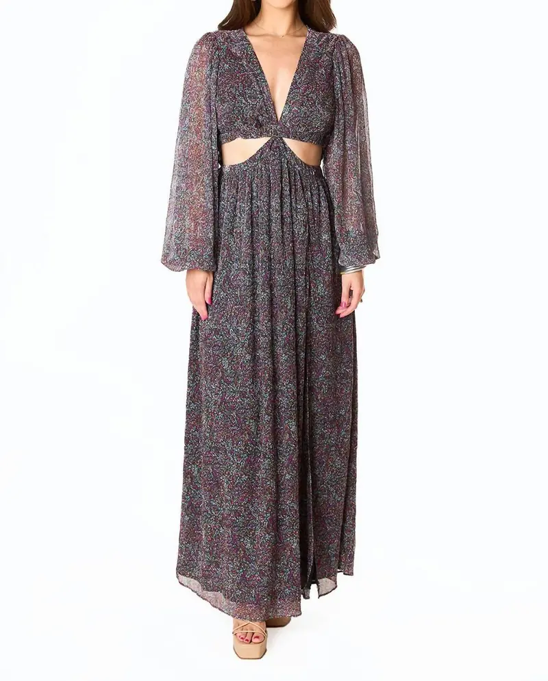 Yvonne Long Sleeve Maxi Dress In Ozark 1