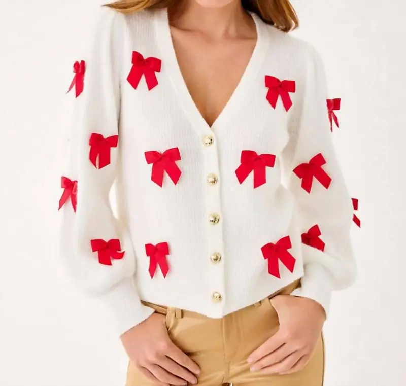 Zarie Cardigan In Coconut Party Bows 1