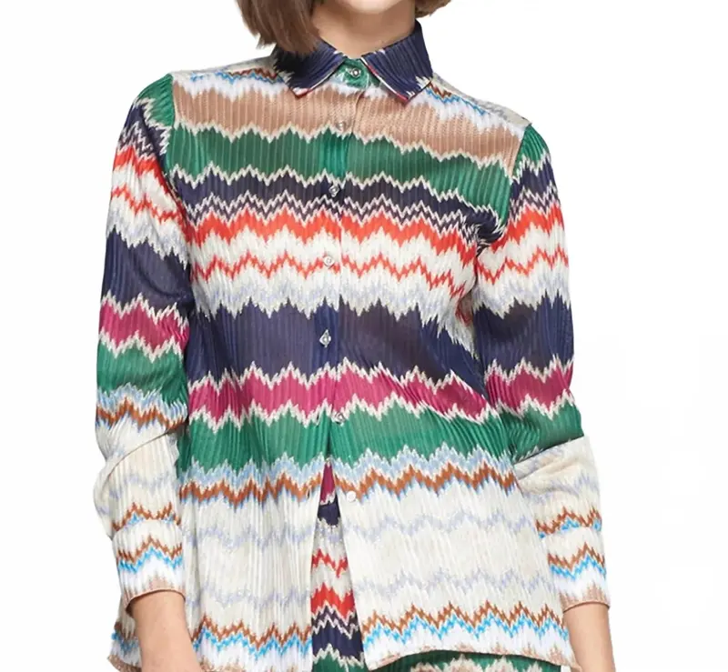 Zig Zag Knit Blouse In Multi 1