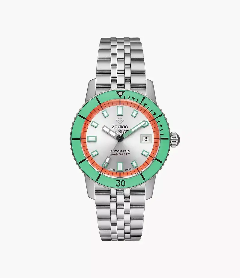 Zodiac Men's Compression Automatic, Green Stainless Steel Watch 1