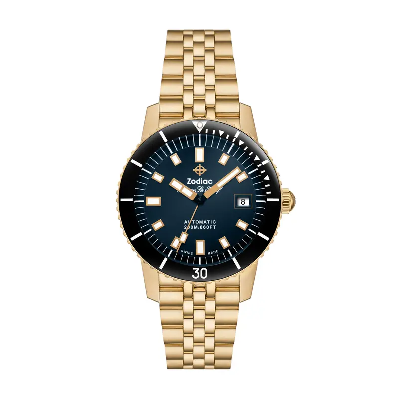 Zodiac Men's Compression Diver Automatic, 18K Gold-Plated Stainless Steel Watch 1