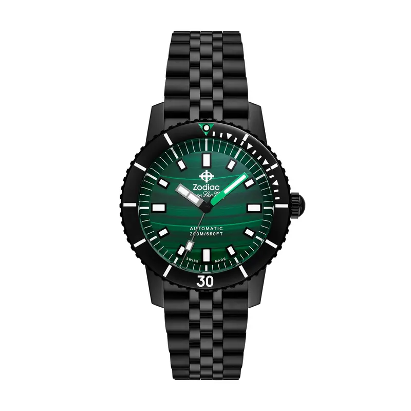 Zodiac Men's Compression Diver Automatic, Black Stainless Steel Watch 1