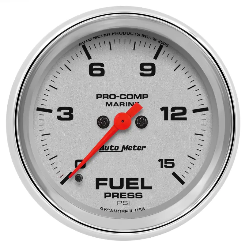 Autometer 200849-35 2-5/8-Inch Digital Stepper Motor Fuel Pressure Gauge – 15 Psi Range, Marine Chrome Finish 1