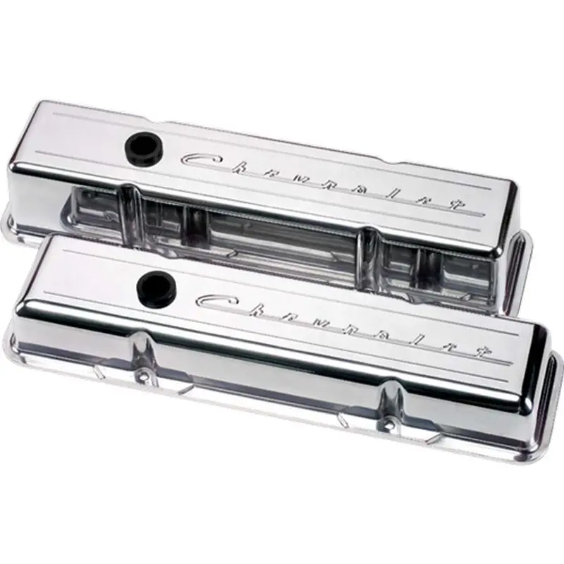 Billet Specialties Sbc Script Short Valve Covers – Aluminum, High-Gloss Finish (Part #95123) 1