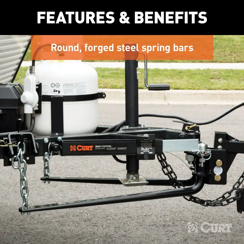Curt 17063 Round-Bar Weight Distribution Hitch W/ Sway Control & Grease Fittings (10,000–14,000 Lb Capacity) 1