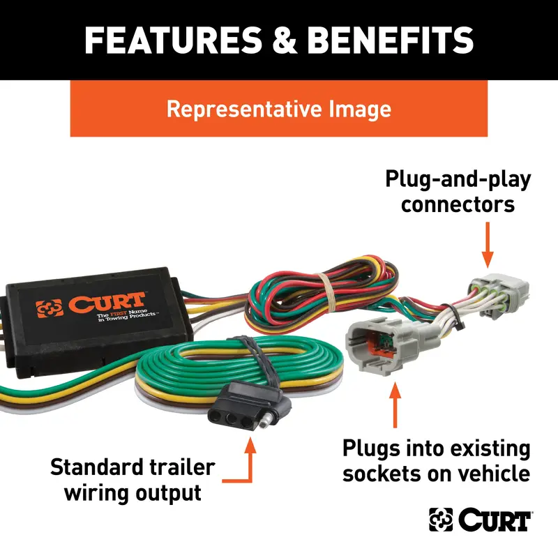 Curt 56206 Custom-Fit 4-Pin Flat Trailer Wiring Harness For Nissan Versa Note 1