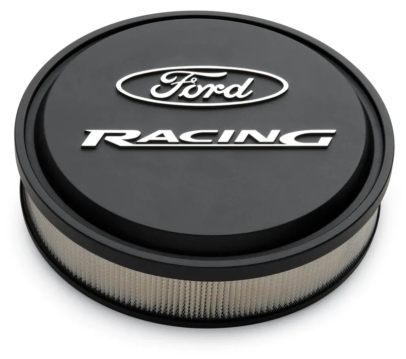 Ford Racing 302-380 Slant-Edge Aluminum Air Cleaner Kit – 13-Inch Black Crinkle Finish With Raised/Milled Emblems 1