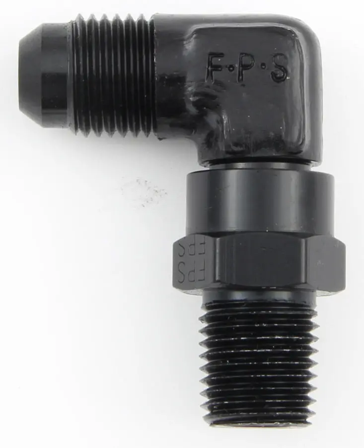 Fragola 90-Degree Swivel Adapter – #6 An To 1/4" Mpt, Black Anodized 1