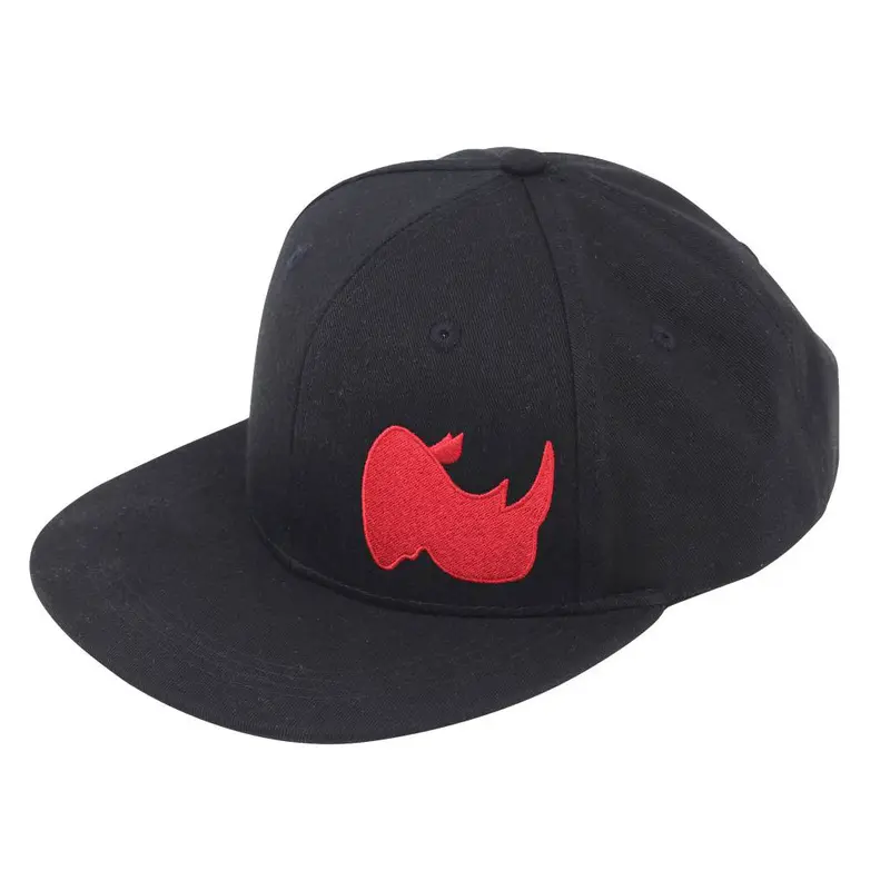Go Rhino Ex0383 Red-On-Black Flat-Brim Hat With Embroidered Logo 1