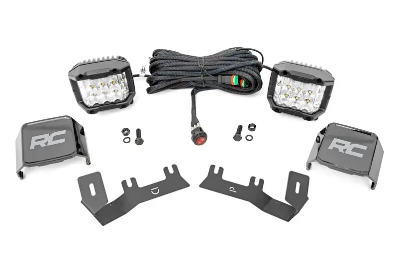 Rough Country 3-Inch Osram Led Ditch Light Kit – Wide Beam, Compatible With Chevy/Gmc 1500 (2014–2018) 1