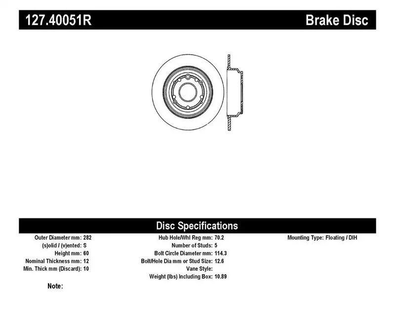 Stoptech 127.40051R Sport Rear Right Brake Rotor – Drilled & Slotted Design 1