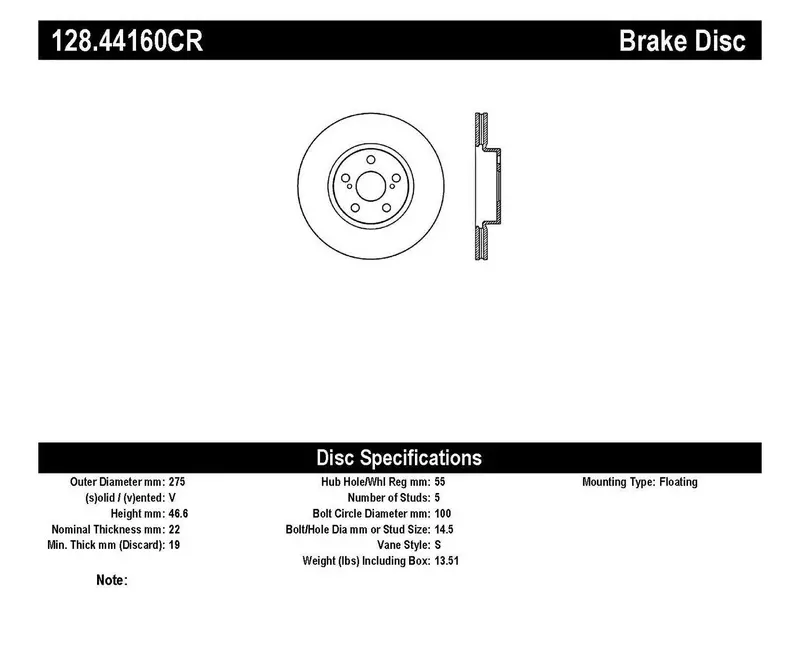 Stoptech 128.44160Cr Cryo-Treated Cross-Drilled Front Right Brake Rotor 1