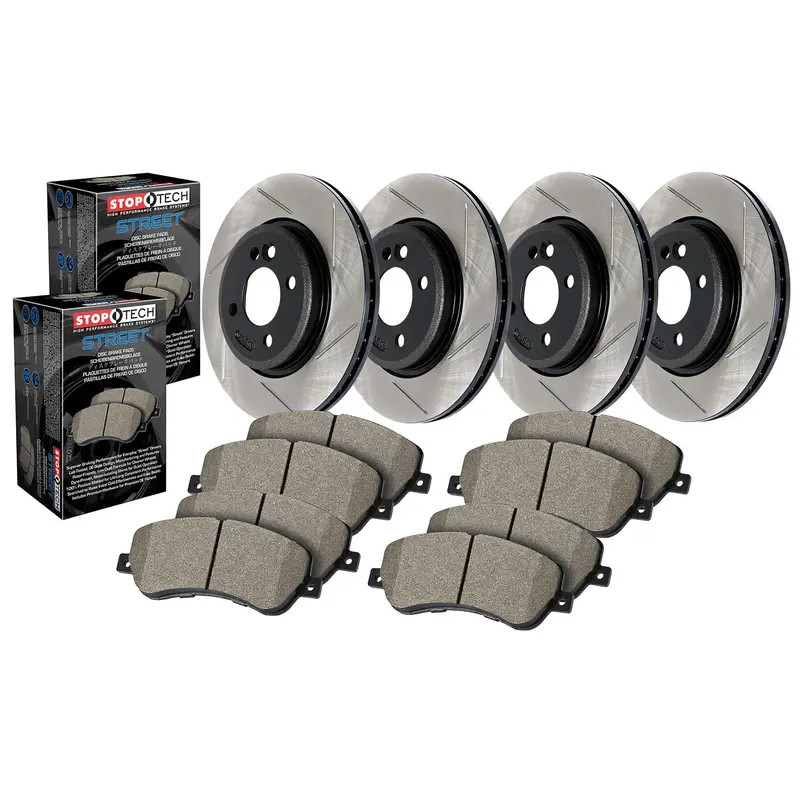 Stoptech 934.51093 Street Axle Pack – Slotted Front And Rear Brake Kit 1