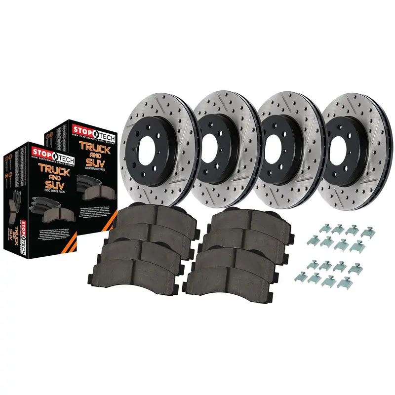Stoptech 968.66002 Truck Axle Pack – Four-Wheel Slotted & Drilled Brake Kit 1