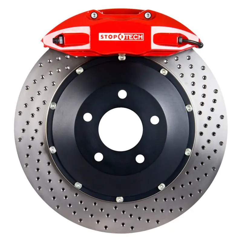 Stoptech Big Brake Kit – Rear Two-Piece Drilled Rotor With Red Calipers, Model 83.192.0057.72 1