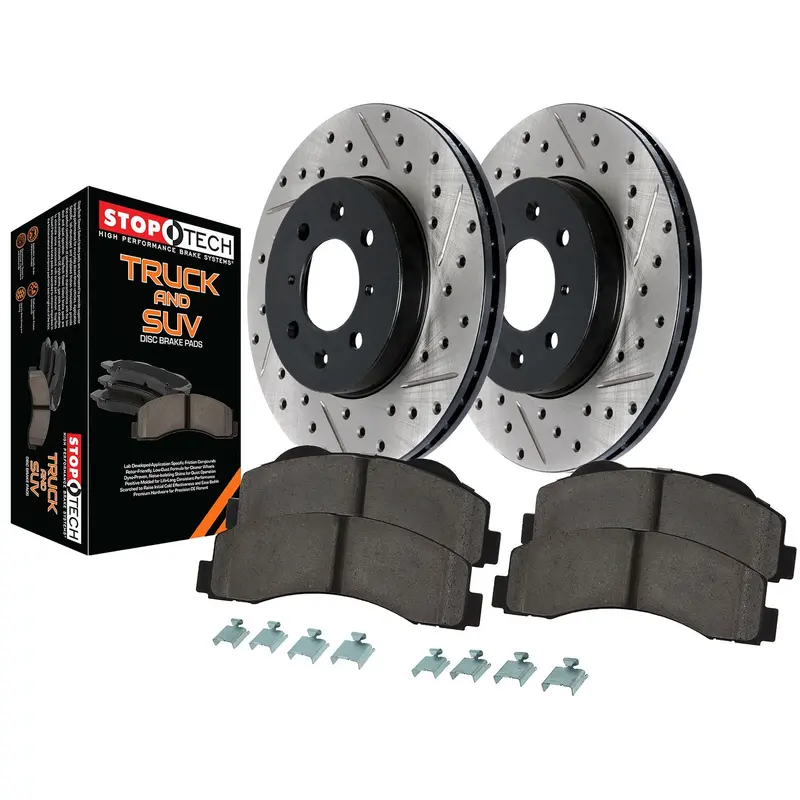 Stoptech Drilled And Slotted Rear Brake Rotors – Truck Axle Pack 1