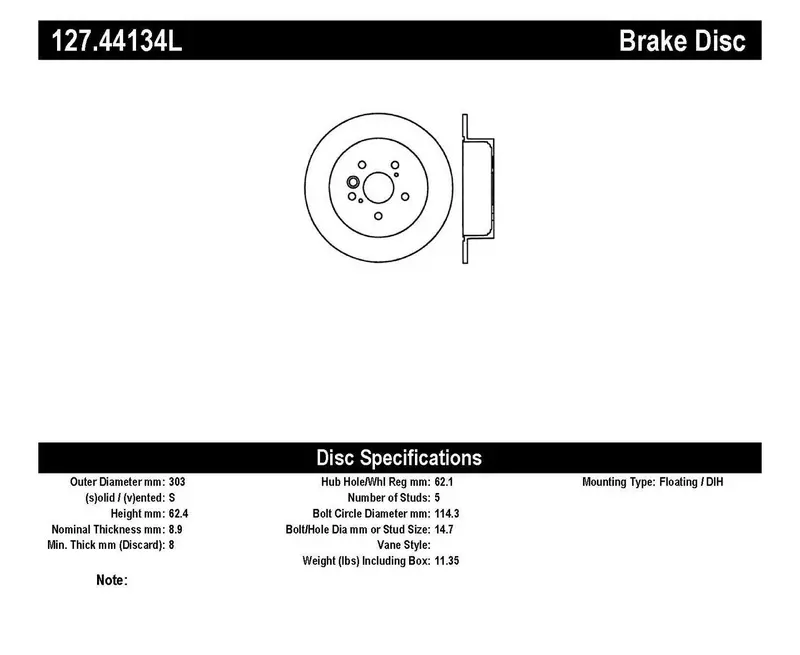 Stoptech Rear Left Drilled & Slotted Brake Rotor – Sport Series 1